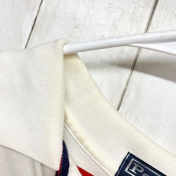 Polo Ralph Lauren Shirt Men Size Medium Collared Button Stripe Polo Red White - Picture 5 of 9